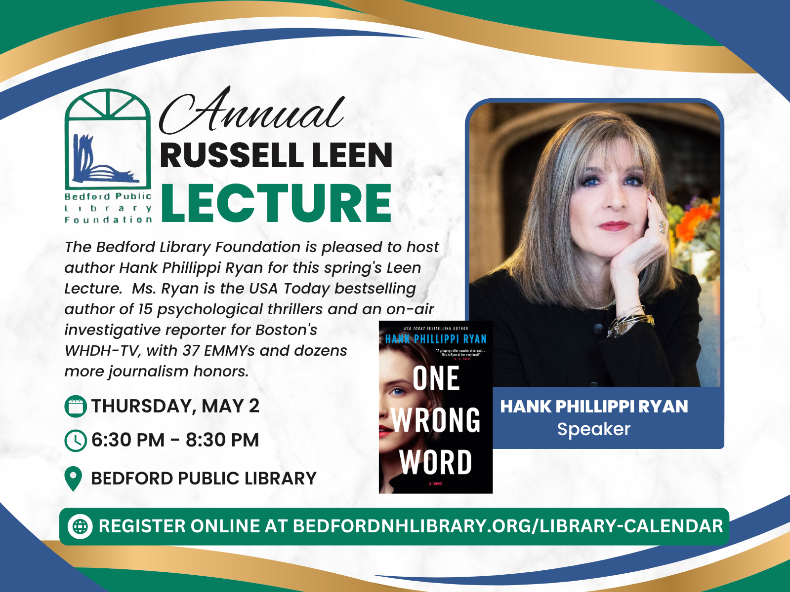 Annual Leen Lecture with Hank Phillippi Ryan
