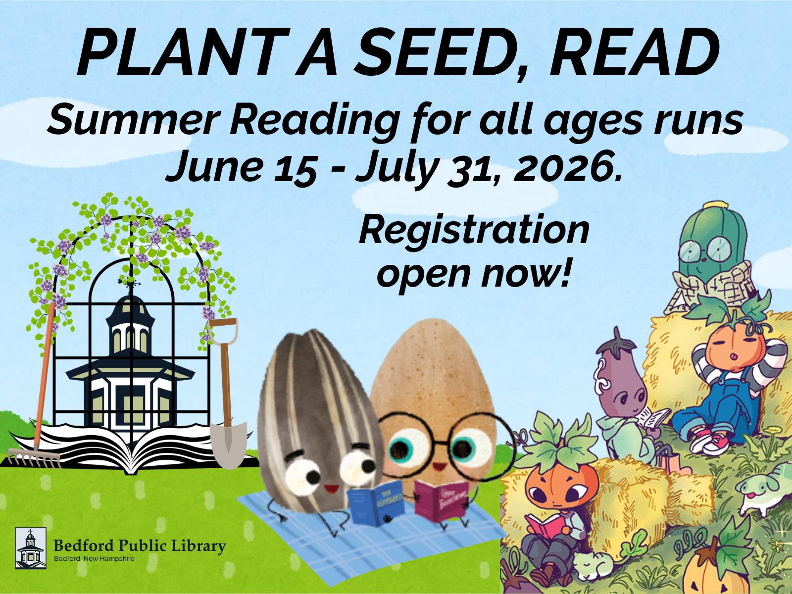 Plant a seed, read 2026 Bedford Public Library