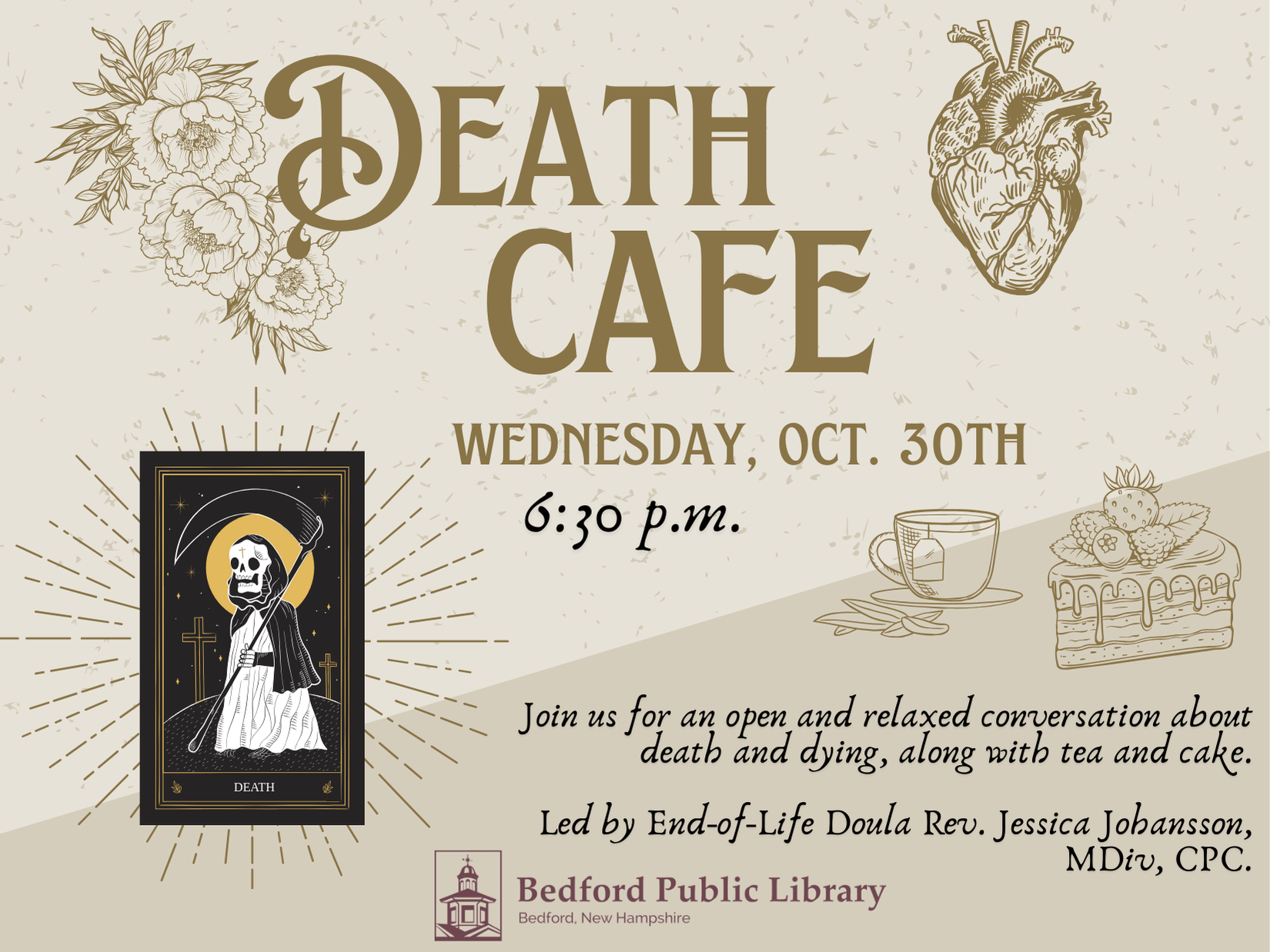 Death Cafe October 30 2024 at the Bedford Public Library