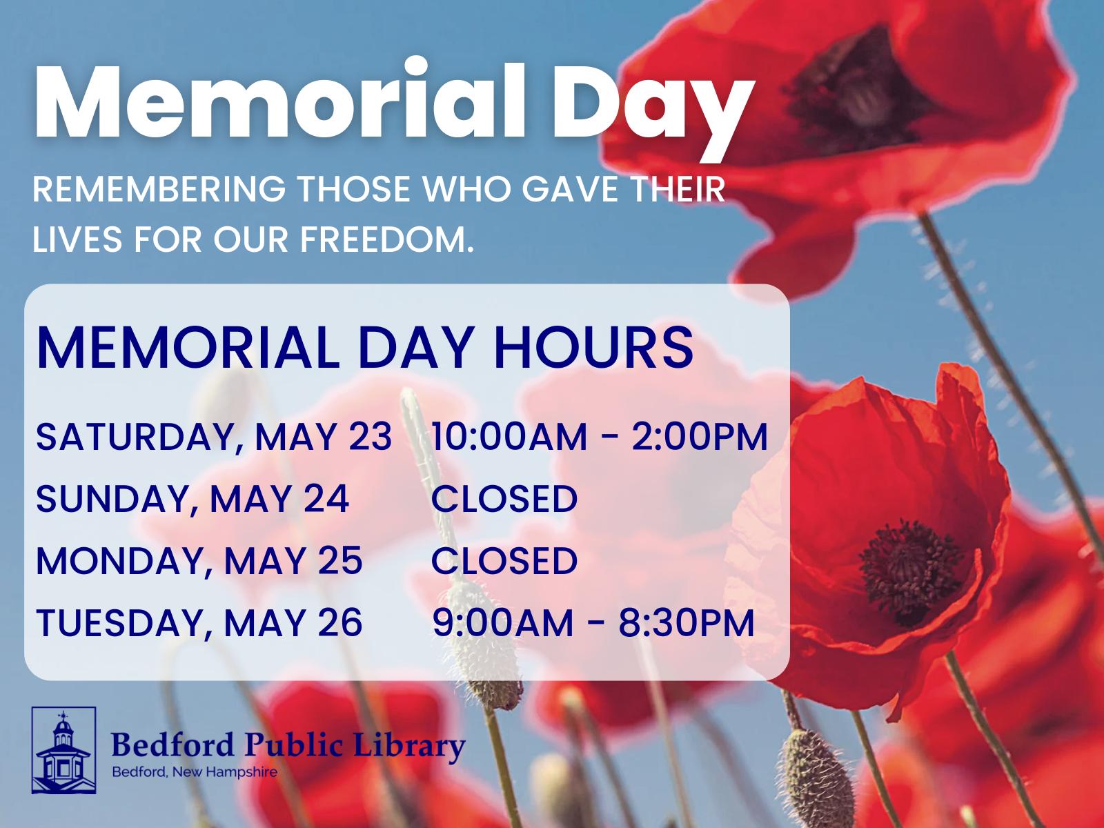 Memorial Day Weekend Hours