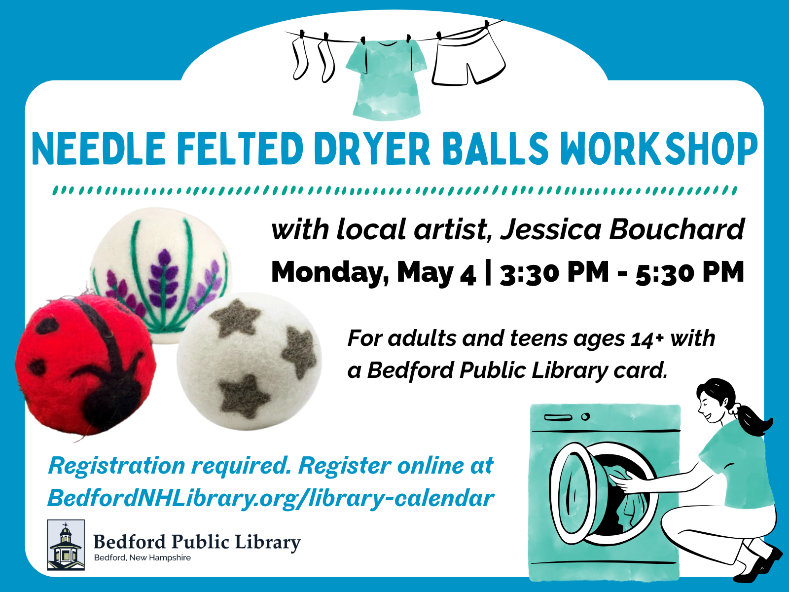 Needle Felted Dryer Balls Workshop on May 4