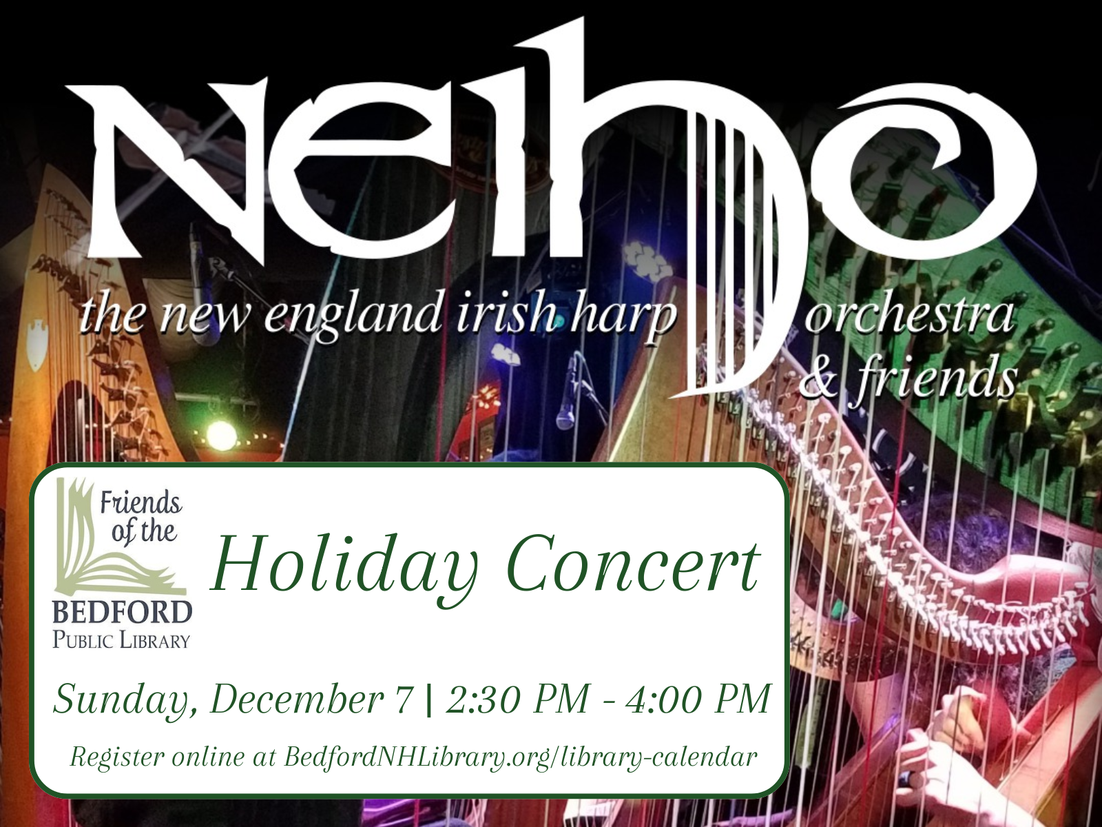 New England Irish Harp Orchestra Holiday Concert at the Bedford Public Library