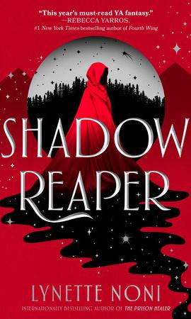 Someone dressed in a red robe crossing a black river with a red border. The words Shadow Reaper are written across the image in a thin white font