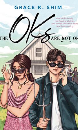 Two teenagers standing in front of a house. The words The OKS are not ok in a small black font are written across the top of the image. 