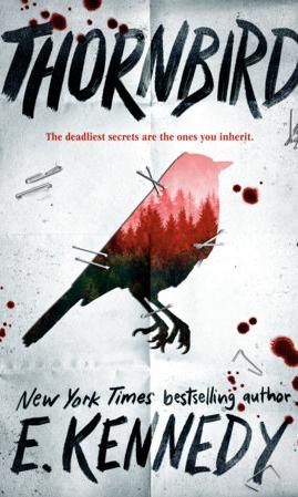 A red bird in front of a white background with the words Thornbird written above in black lettering