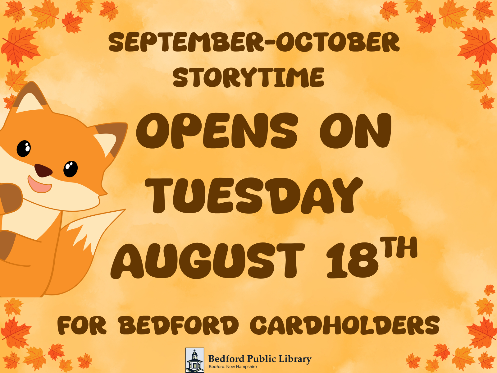 Storytime Registration Opens on August 18