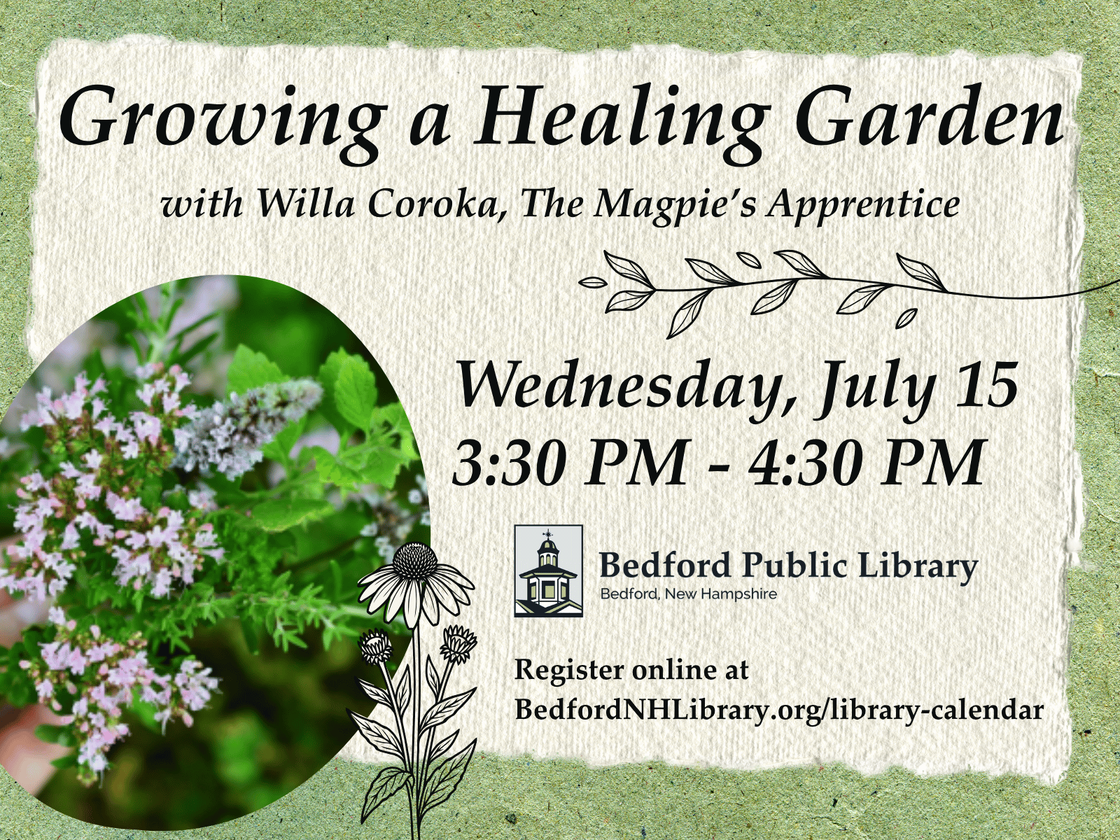 Growing a Healing Garden with Willa Coroka at the Bedford Public Library