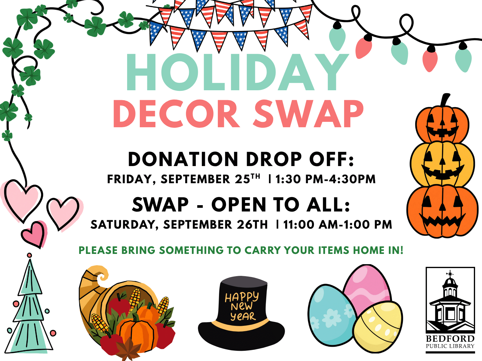 Holiday Decor Swap at the Bedford Public Library September 2026
