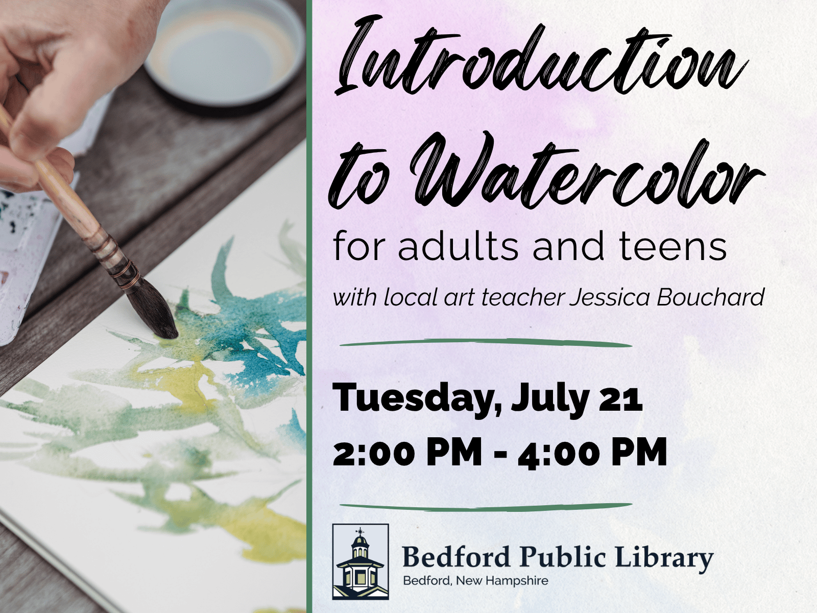 Introduction to Watercolor at the Bedford Public Library