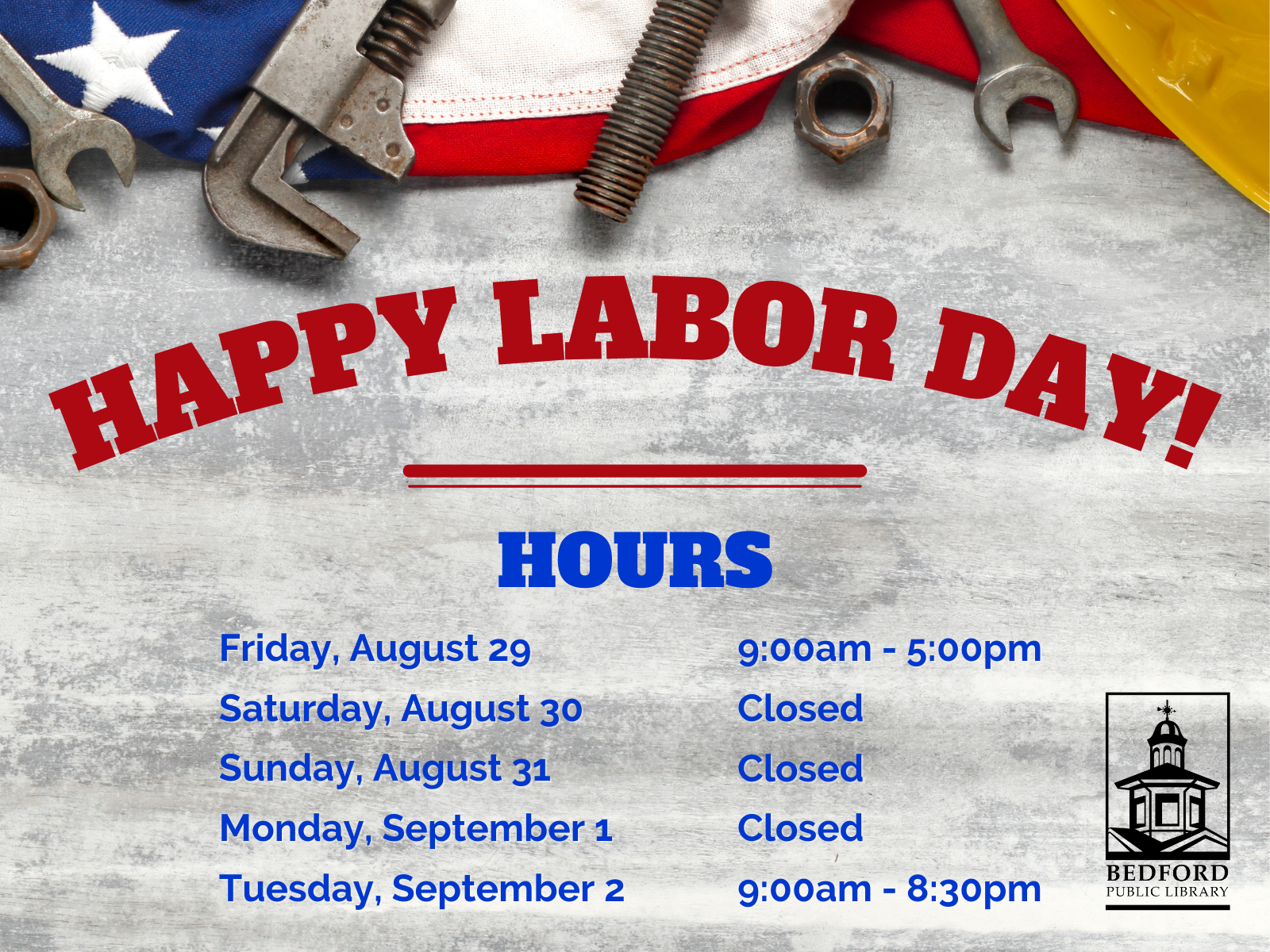 Bedford Public Library Labor Day Hours